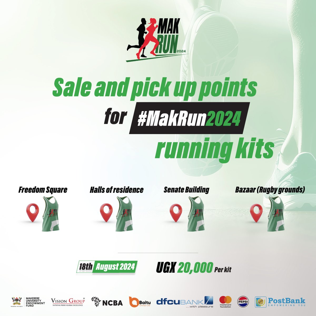 ⏰ Tick-Tock!

Time is running out, and the #MakRun2024 is just around the corner! We’re excited to make our dream of a Disability Support Unit a reality with your help.

Join us this Sunday, August 18th, 2024, for just UGX 20,000. 

Do not miss out!