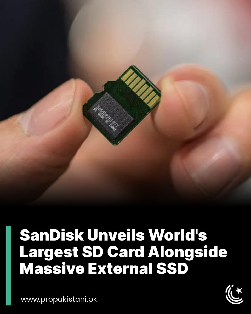 ProPakistaniPK's tweet image. With an 8 TB SD Card and a 16 TB SSD.

Read More:  propakistani.pk/2024/08/12/san… 

#SanDisk #SDCard #SSD #WorldsLargestSDCard