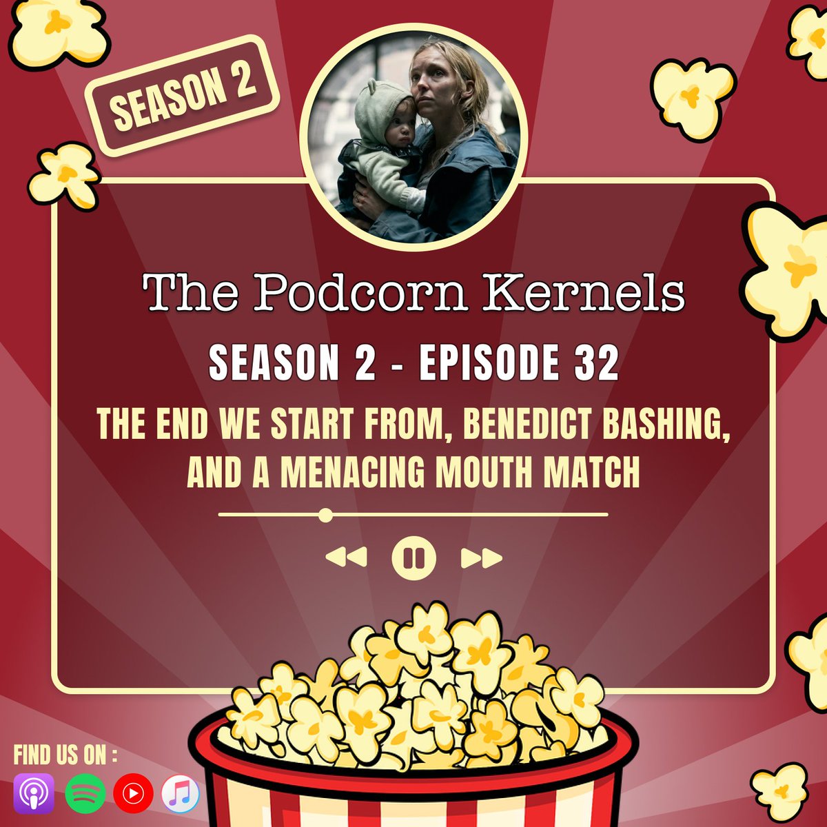 S02. E32: The End We Start From, Benedict Bashing, and A Menacing Mouth Match is now live! Listen on Spotify by clicking the link below 👇

open.spotify.com/episode/0fvtCV…

Or choose a different platform from our link-tree 👇

linktr.ee/thepodcornkern…

#Olympics #Britain #Movies #FilmX