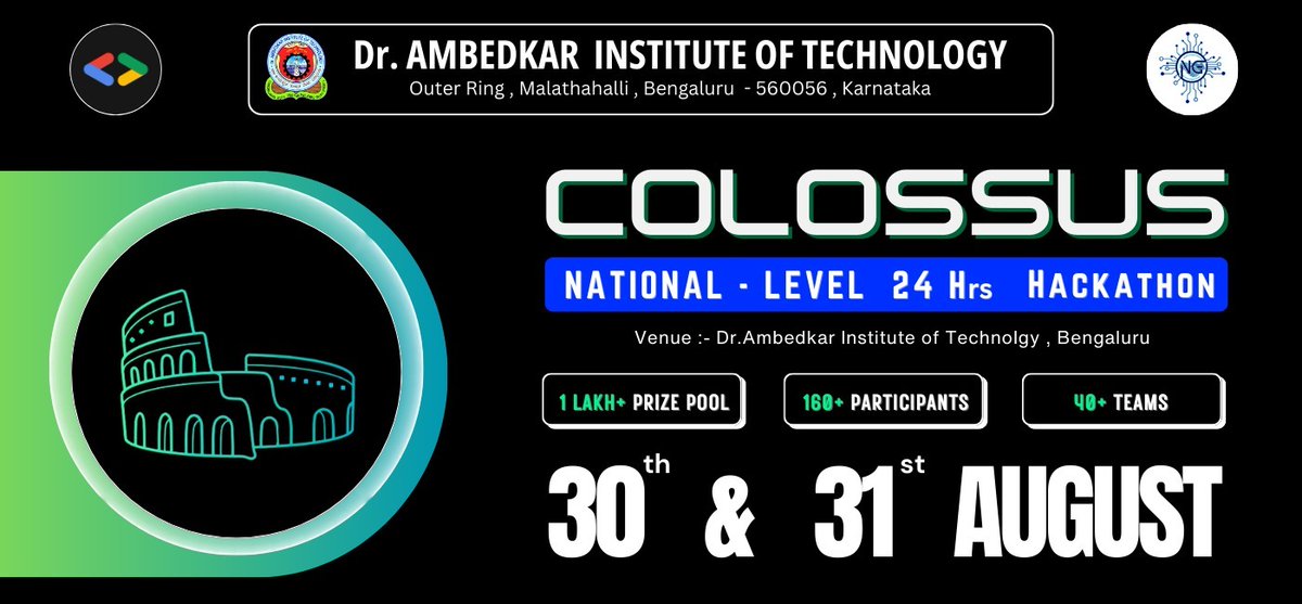 krtinshet's tweet photo. 🎉Exciting News!
I’m going to be a mentor at the Colossus Hackathon by Dr. Ambedkar Institute of Technology on Aug 30-31!
🚀Looking forward into seeing exciting stuffs.
https://t.co/VmSlyZnAzk
#ColossusHackathon https://t.co/pBM4rvbb7n