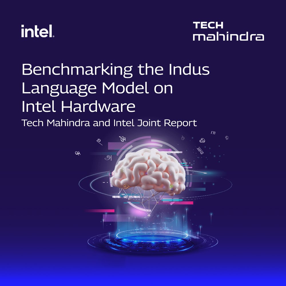tech_mahindra's tweet photo. Explore this joint study conducted by @Intel and @Tech_Mahindra to measure the performance of #ProjectIndus, an innovative open-source language model designed specifically for Hindi and its dialects.
The benchmarking study emphasizes key performance metrics such as Time to First Token (TTFT), inter-token delay, input prompt length, output prompt length, and total throughput in tokens per second - by evaluating these parameters under various conditions, including varying numbers of concurrent requests.
This study, authored by Nilesh Brahme, Vinay Sharma, Satish Kumar Mishra, and Rupak Chakraborty aims to inform developers and researchers about the performance characteristics of the Indus #LLM, facilitating its integration and utilization across diverse computational environments.
Read here: https://t.co/PQydLDC3F2
#ScaleAtSpeed #OpenSource #LanguageModel @nickmalhotra