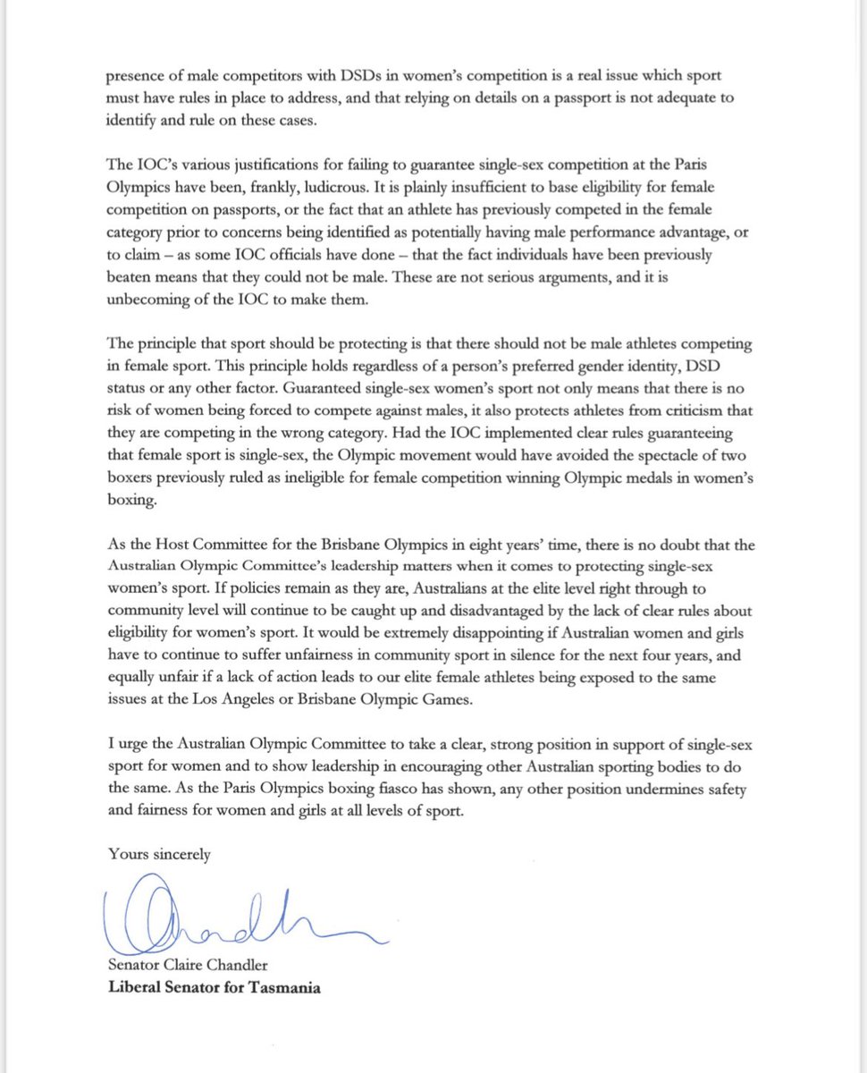 Senator Claire Chandler tweet media