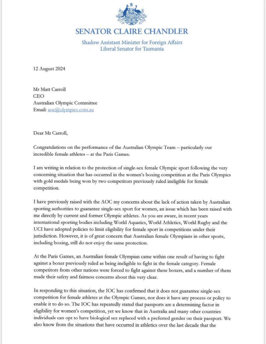 Senator Claire Chandler tweet media