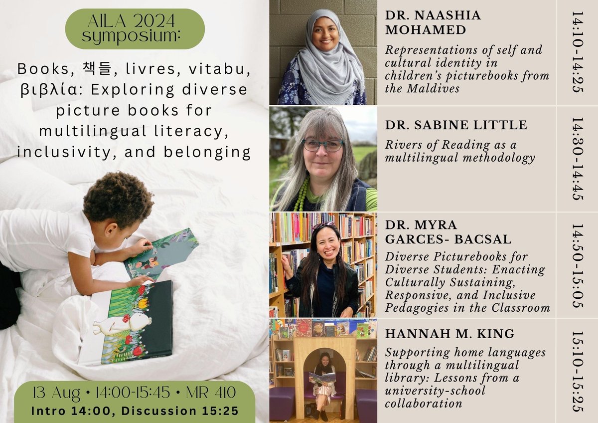hmking_linguist's tweet photo. Hi virtual #AILA2024 folks!
Registered & want to join our symposium live online?
Search room MR410 in ‘sessions,’ then click to join!
Tues 13 Aug 14:00 MYT
That's:
Seattle: Mon 12, 23:00
NYC: Mon 12, 2:00
London: Tues 13, 7:00
Dubai: Tues 13, 10:00
Auckland: Tues 13, 18:00 https://t.co/RTAREGJqx2