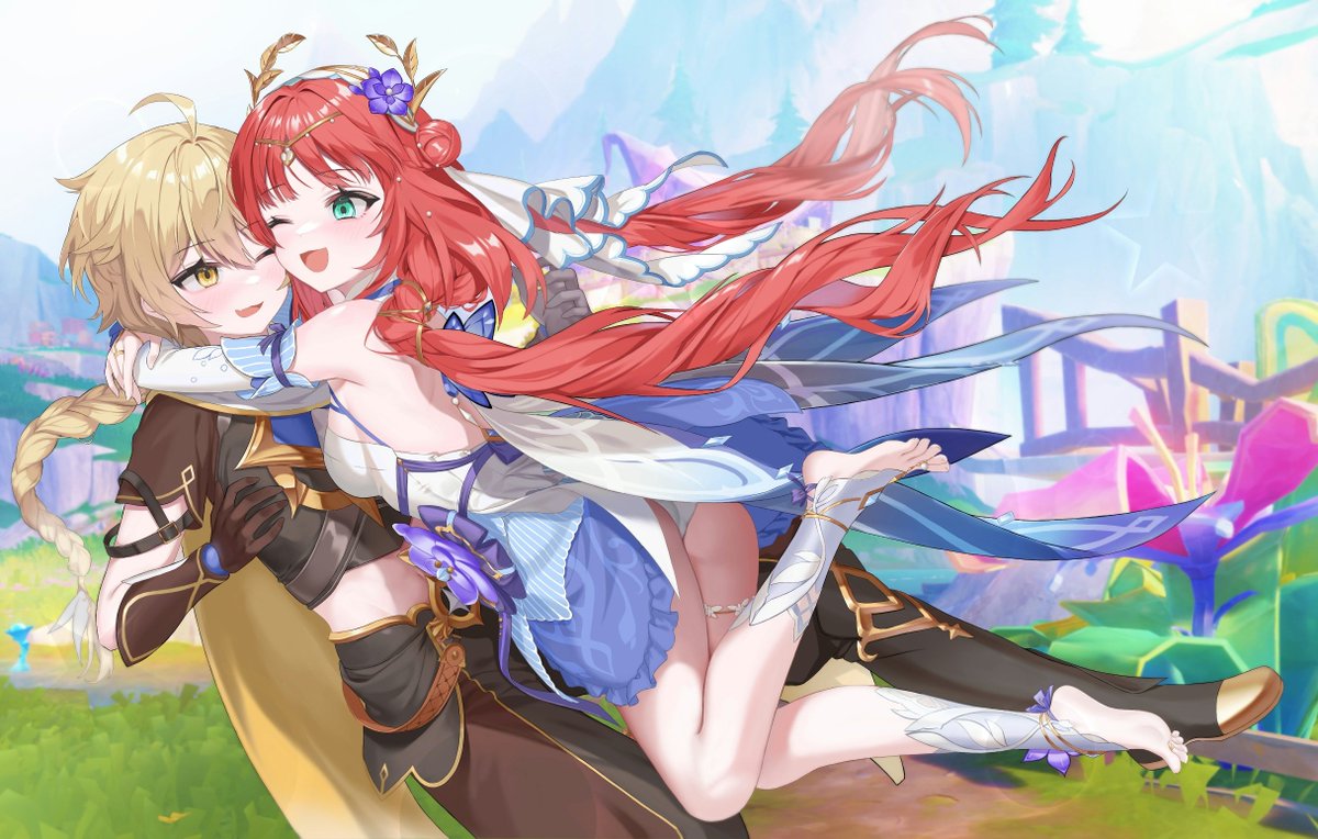 이번에 공식에서도 연출됐던 닐루×여행자

사실은연중에 닐루정실을 밀고있었기에 기쁘게 그렸읆...

#Aether #Nilou #Nilouther #Aelou #GenshinImpact #空妮露 #ニィロウ #空 #東風はこぶ花の吐息