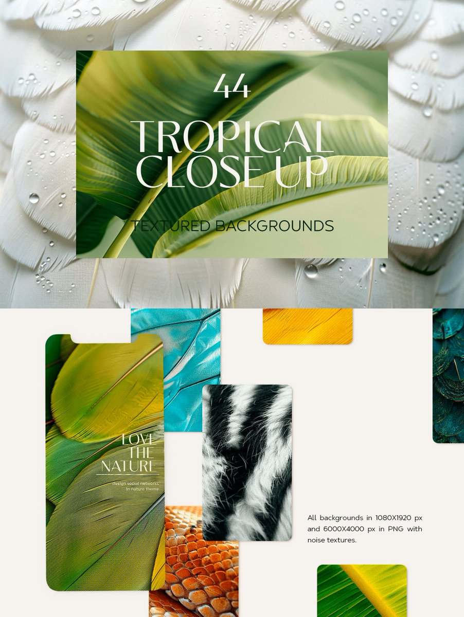 YouWorkForThem's tweet photo. Tropical Patterns: Bringing Nature's Beauty to Your Creation 🍃
Perfect for designers looking to infuse their work with the lush, exotic feel of tropical environments.
🍀 Let your designs bloom.
🔗 https://t.co/AwNKWvKRec
#TropicalPatterns #GraphicDesign #NatureInspired https://t.co/RwamwRazXl