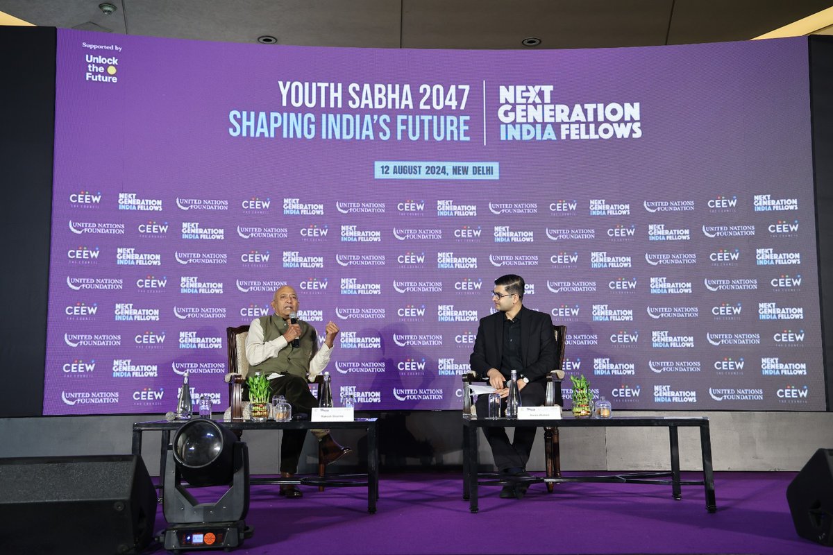 CEEW (@ceewindia) on Twitter photo #NextGenDecides
Rakesh Sharma, Astronaut and First Indian in Space speaks to <a href="/awaisahmedna/">Awais Ahmed</a>, Innovation Fellow & CEO of <a href="/PixxelSpace/">Pixxel</a> at an Intergenerational Fireside Chat at the ‘Youth Sabha 2047: Shaping India’s Future’, hosted by <a href="/unfoundation/">United Nations Foundation</a> and CEEW, and supported by Unlock #NextGenDecides
Rakesh Sharma, Astronaut and First Indian in Space speaks to <a href="/awaisahmedna/">Awais Ahmed</a>, Innovation Fellow & CEO of <a href="/PixxelSpace/">Pixxel</a> at an Intergenerational Fireside Chat at the ‘Youth Sabha 2047: Shaping India’s Future’, hosted by <a href="/unfoundation/">United Nations Foundation</a> and CEEW, and supported by Unlock