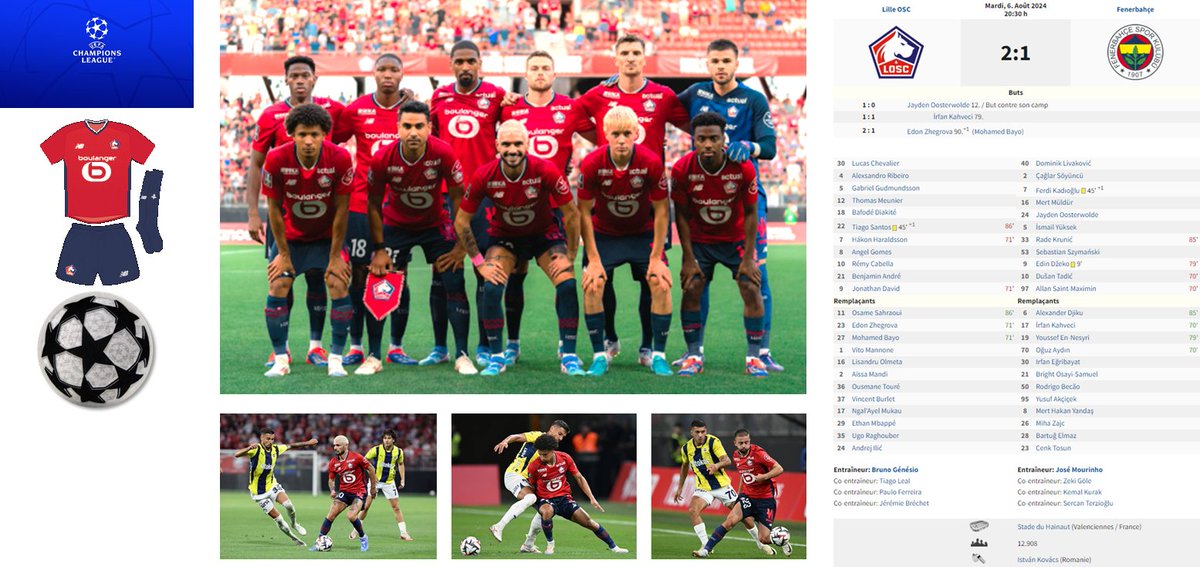 📍Lille 2-1 Fenerbahçe
🏟️Stade du Hainaut 🇫🇷
🗓️ 6 aout 2024
🔎C1, 3ème tour préliminaire aller

#LOSC🇪🇺
#139