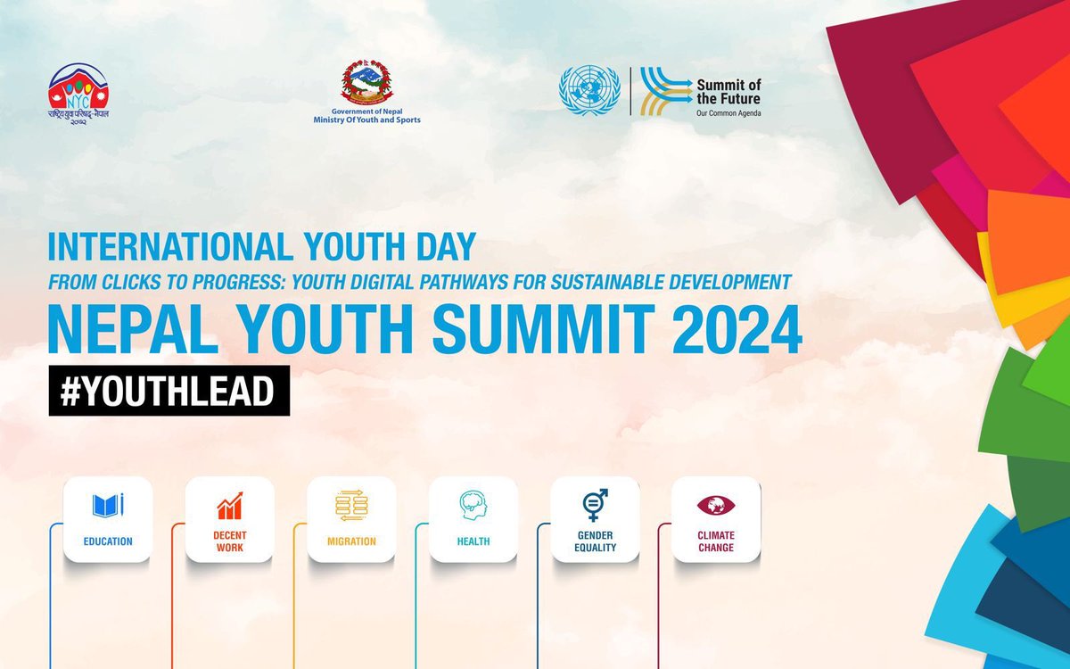 Happening Today! 🚨

The #NepalYouthSummit2024 kicks off today!

This is where the energy, ideas, &amp; aspirations of Nepali youth converge to shape our future. It’s time for youth leadership to take the spotlight &amp; drive the change we need for #OurCommonFuture! #SummitOfTheFuture