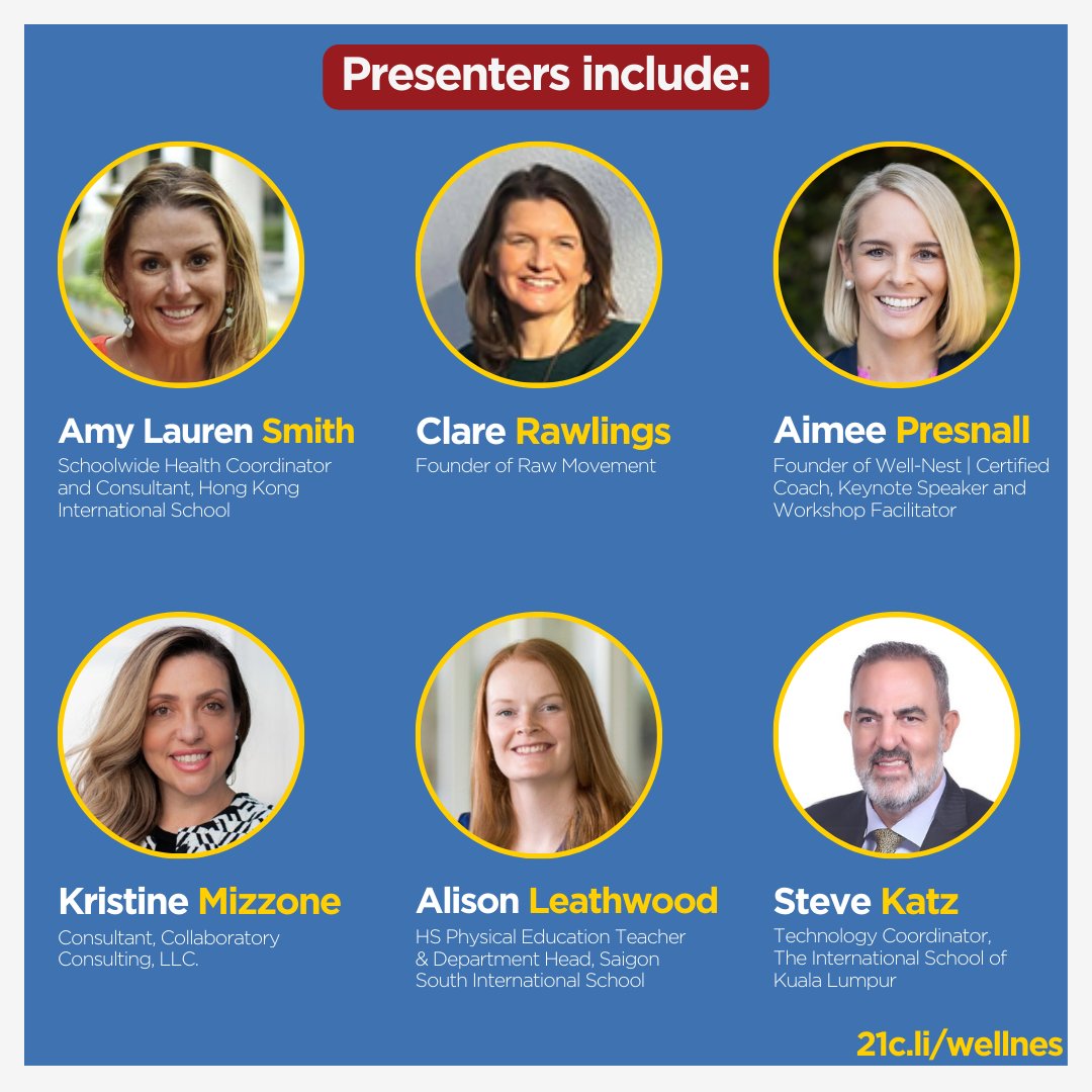 [Wellness in School Symposium] 

Features a keynote address from Ellen Mahoney ( <a href="/eeemomo/">Ellen Mahoney</a> )  on "The Resilient School Community: Strategies for Mattering and Collective Strength". This keynote will explore the evolution of well-being in international schools over the past 12