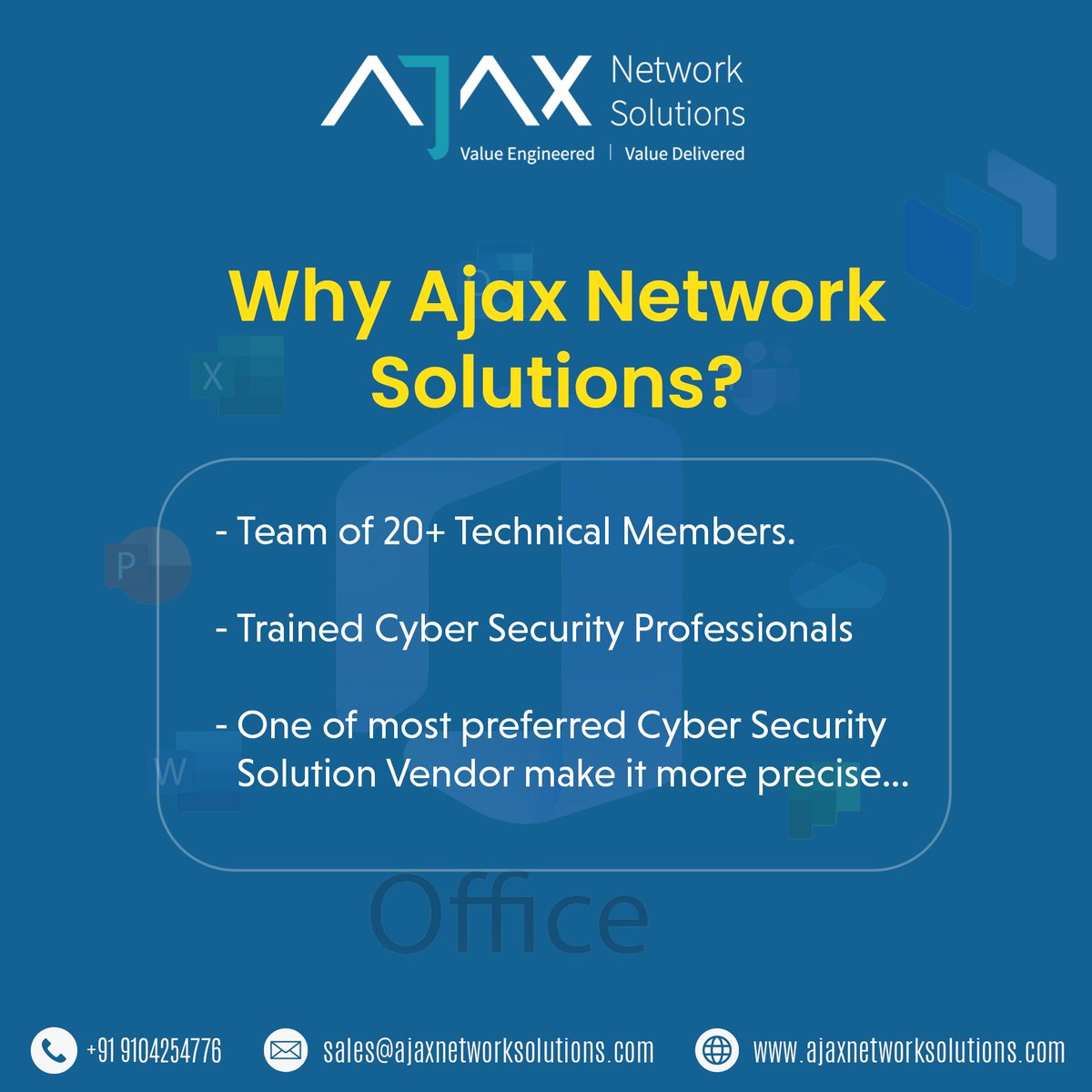amalkars's tweet image. 🔒 Secure, Reliable, and Scalable—Microsoft Office 365!

Elevate your business with Office 365&apos;s enterprise email solutions. Enjoy seamless communication, enhanced productivity, and top-tier security with AJAX Network Solutions.

#Office365 #EnterpriseEmail #CyberSecurity