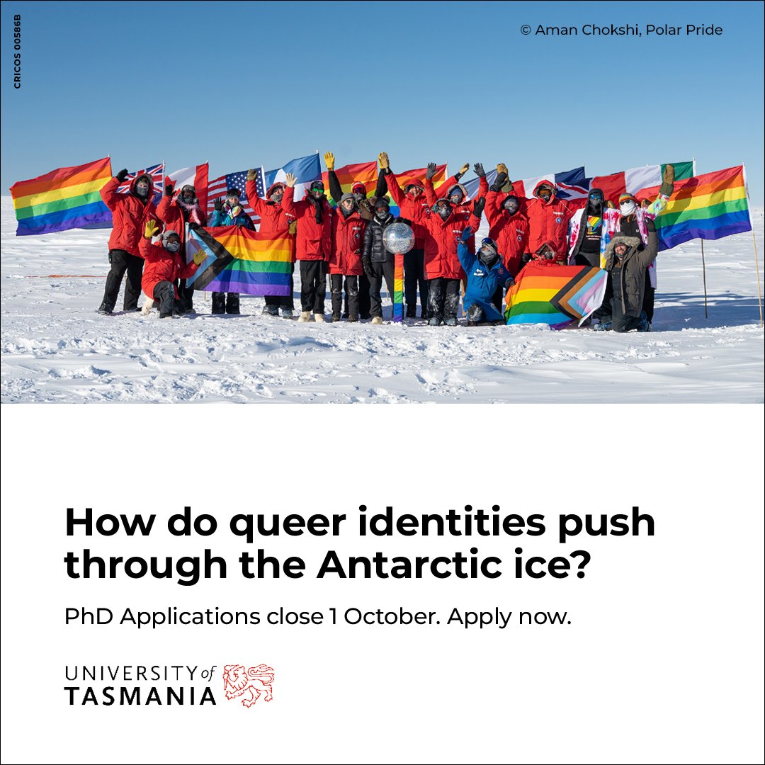 Dr Oscar Vorobjovas-Pinta (@droscarvp) on Twitter photo A amazing PhD opportunity at <a href="/UTAS_/">University of Tasmania</a> exploring the lived experiences of queer individuals in #Antarctica 🇦🇶🏳️🌈.
Applicants will be considered for various scholarships.
More about the project: utas.edu.au/research/degre….
<a href="/AntarcticTouri1/">AntarcticTourism Research</a> <a href="/AnneHardyTas/">Anne Hardy</a> <a href="/elizabeth_leane/">Elizabeth Leane</a> @cansengooi A amazing PhD opportunity at <a href="/UTAS_/">University of Tasmania</a> exploring the lived experiences of queer individuals in #Antarctica 🇦🇶🏳️🌈.
Applicants will be considered for various scholarships.
More about the project: utas.edu.au/research/degre….
<a href="/AntarcticTouri1/">AntarcticTourism Research</a> <a href="/AnneHardyTas/">Anne Hardy</a> <a href="/elizabeth_leane/">Elizabeth Leane</a> @cansengooi