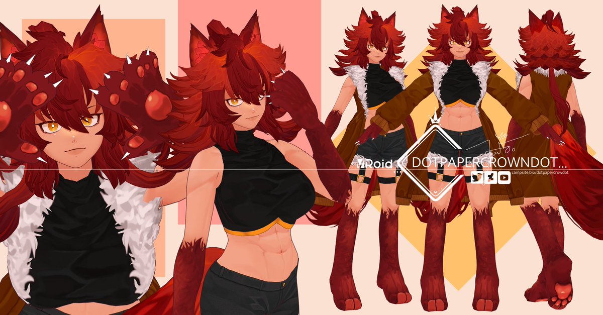 dpapercrownd's tweet photo. first time making the paw hands and it turned out surprisingly well, very cute 💖✨🍑🐺
Vroid model showcase
commissioned by @Spansku_
twitch: https://t.co/f5Zbxbdftk
#dotpapercrowndot #digitalart #vroid #vroidstudio #spanku #vtuber #wolf #paws https://t.co/enH0lmDHAQ