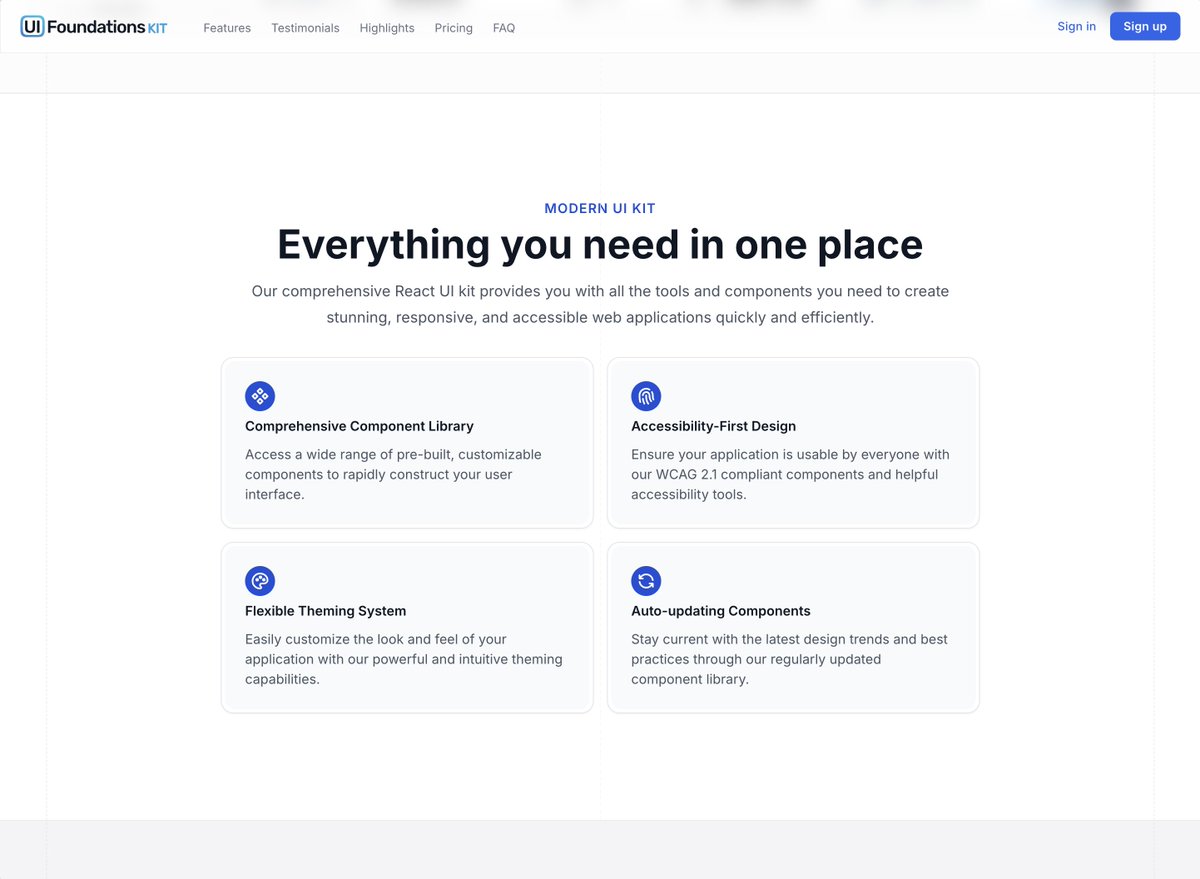 gill_kyle's tweet photo. Landing page available in @uifoundations Kit

- Hero
- Features
- Pricing
- FAQ https://t.co/JuYdN568Eu