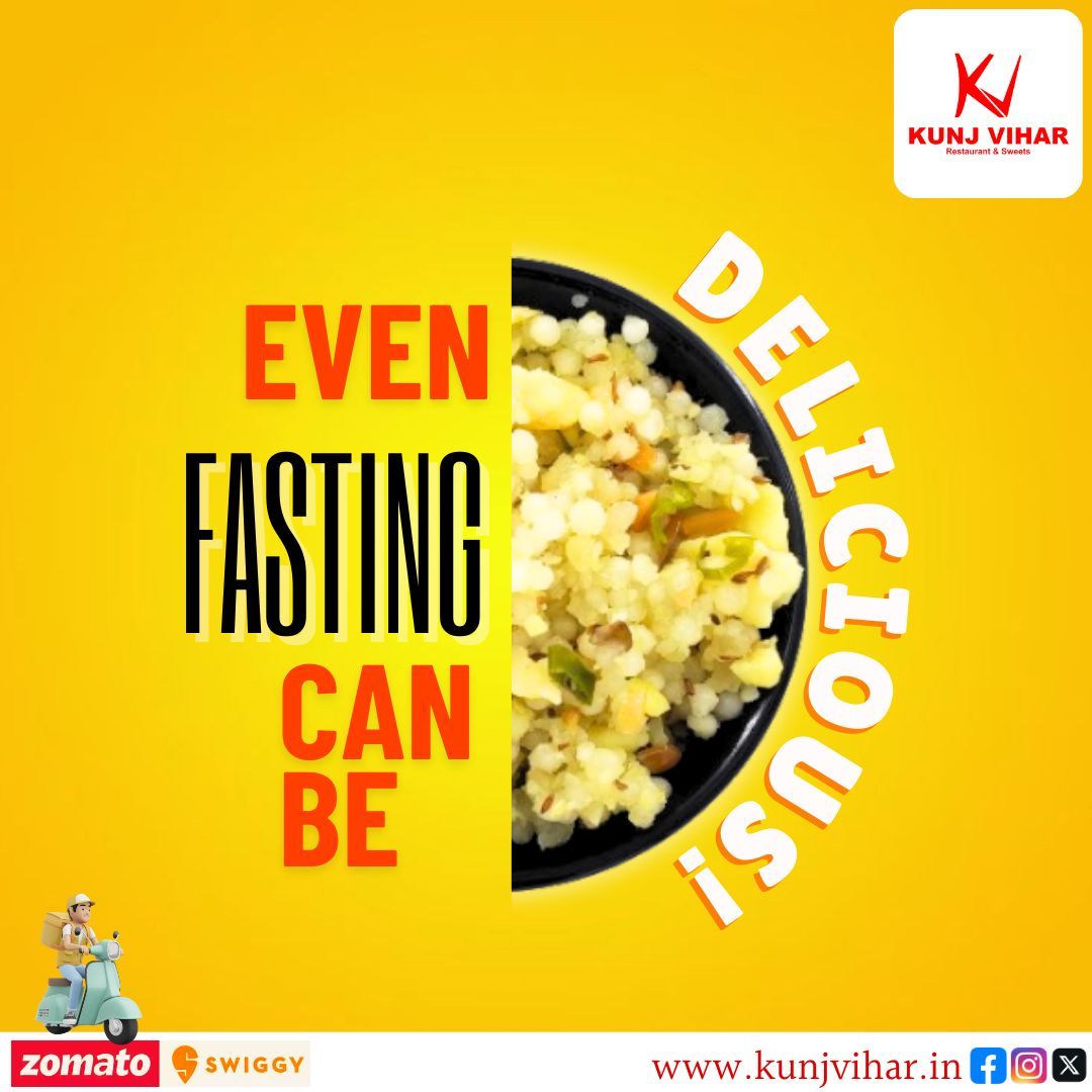 Kunjvihar_india's tweet image. Fasting doesn't mean compromising on taste! Experience the joy of deliciousness even during your fast with Kunj Vihar's special fasting treats. 😍

#fastingfood #shravan #quicksnack #sabudanakhichdi