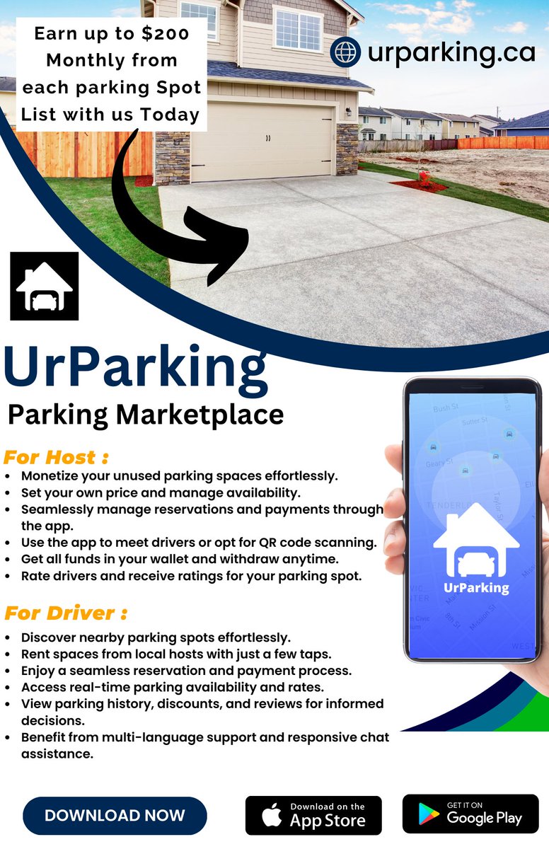 UrParking_ca's tweet photo. List Unused #Parking Space with us today and Get a FREE GT20 2024 DAY PASS FROM us.
https://t.co/rjGAreEIp5
#passiveincome #rentyourspace #generatemoneyfromhome #listspace #rentparking #App
#parkingsolutions #canada #ontario #brampton #mississauga #toronto #GT20 #cricket #Gold https://t.co/4P2G2eiJW5