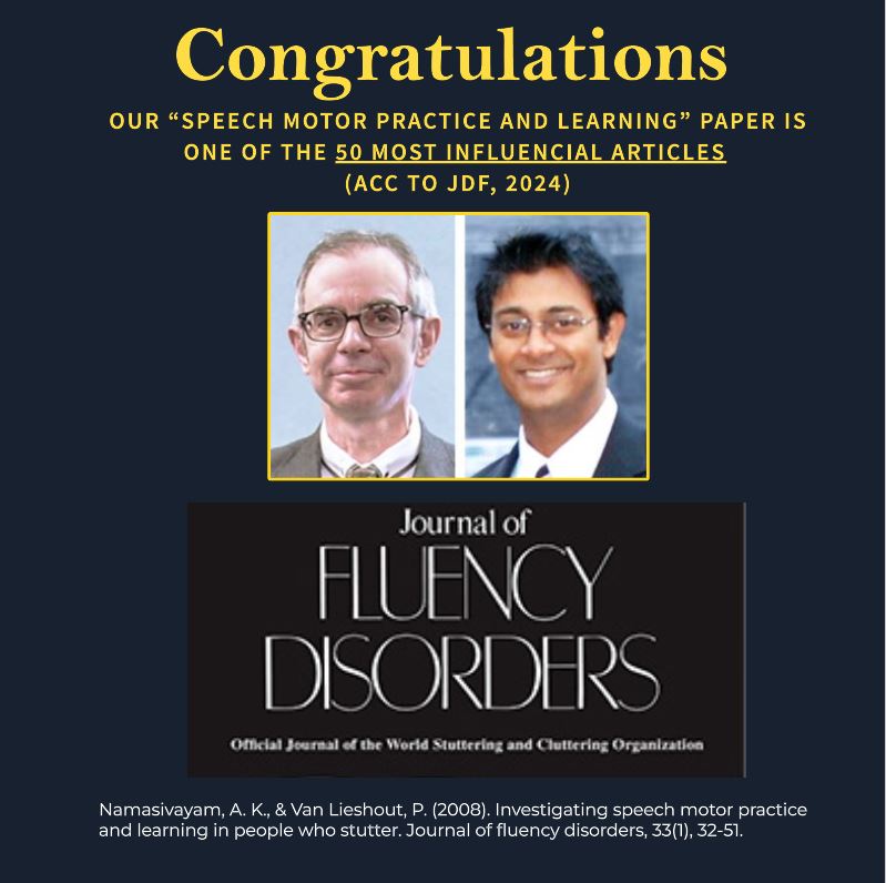 What an honour - our article on speech motor practice and learning is regarded by Journal of Fluency Disorders (JFD) as one of the 50 most influencial articles! More details sciencedirect.com/special-issue/…