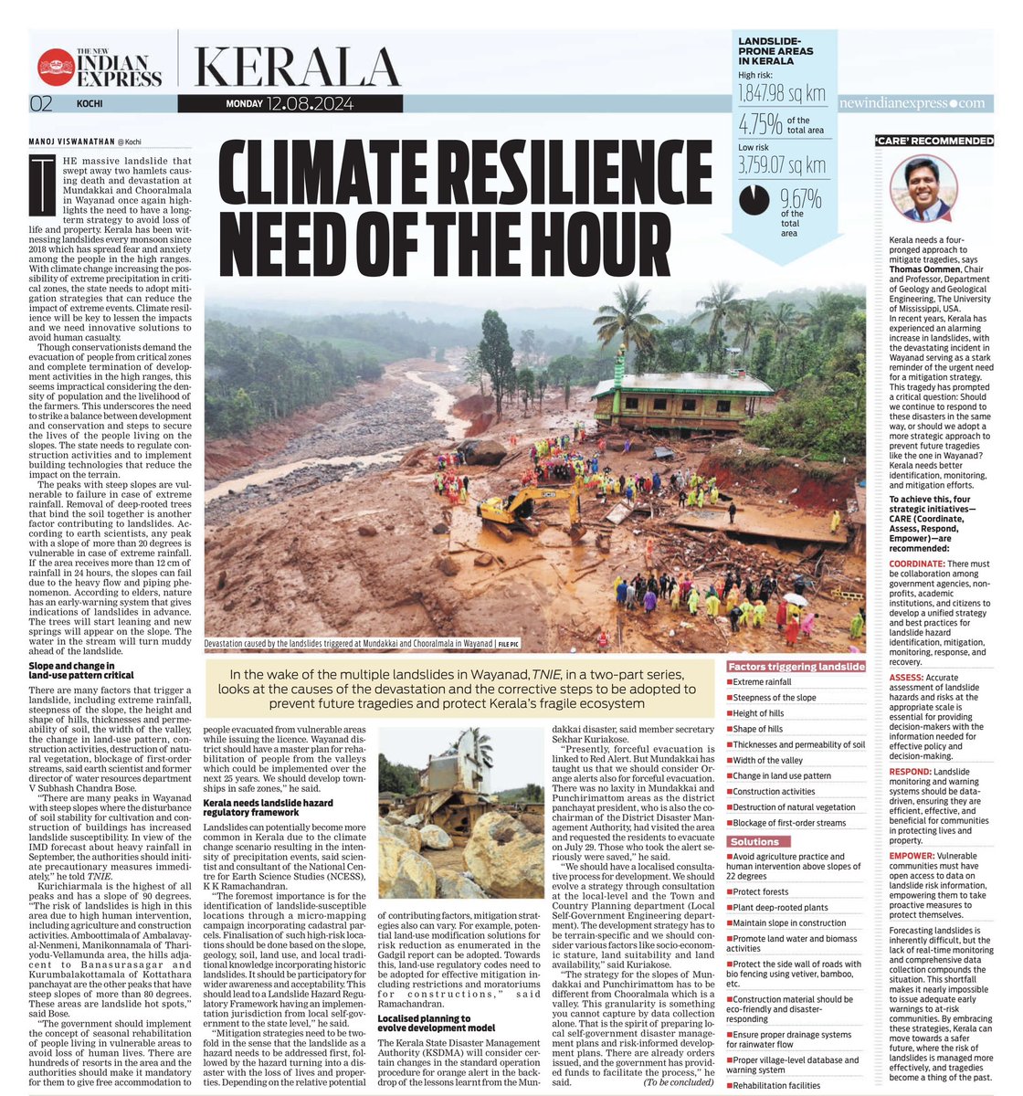 Tom_oommen's tweet photo. Climate Resilience Need of the Hour  #Wayanad  #Kerala  #Landslides https://t.co/rqSel13Cni