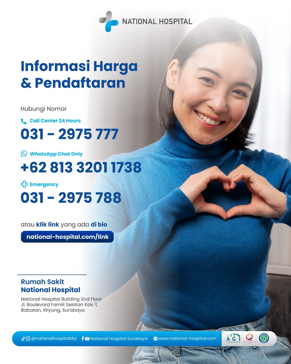 Sakit jantung itu bisa diminimalisir dengan skrining/ medical check up. Salah satunya melalui medical check up : I Heart U, Heart of Gold, dan CT Cardiac.  Pasien akan mendapatkan layanan Echocardiogram ECO, hingga konsultasi dengan dokter spesialis jantung di National Hospital.