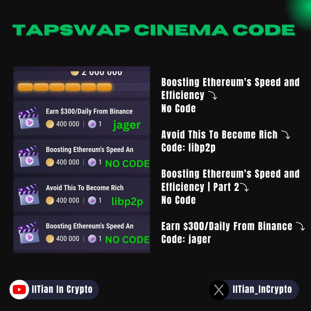 IITian_InCrypto's tweet photo. Tapswap Cinema Code 12th August
#TAPSWAP #Cinemacode https://t.co/W2AuxfbGyt