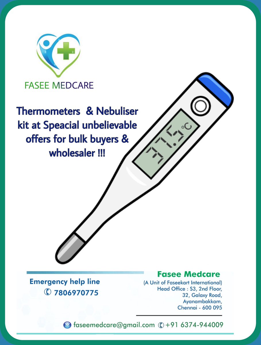 faseemedcare's tweet image. #thermometer sale !!!! #nebulizermachine unbelievable prices from us !! Only bulk buyers and wholesale Supplies 🙏🙏🌡️🌡️
