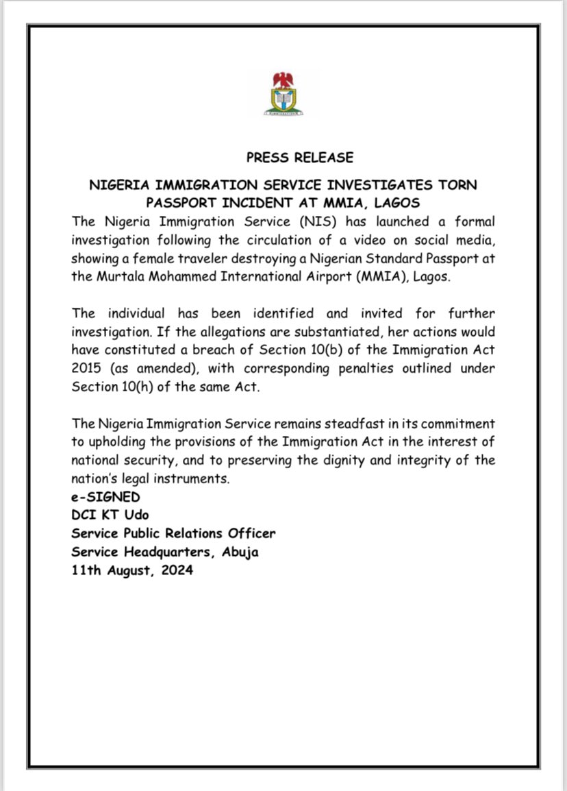 Nigeria Immigration Service tweet media