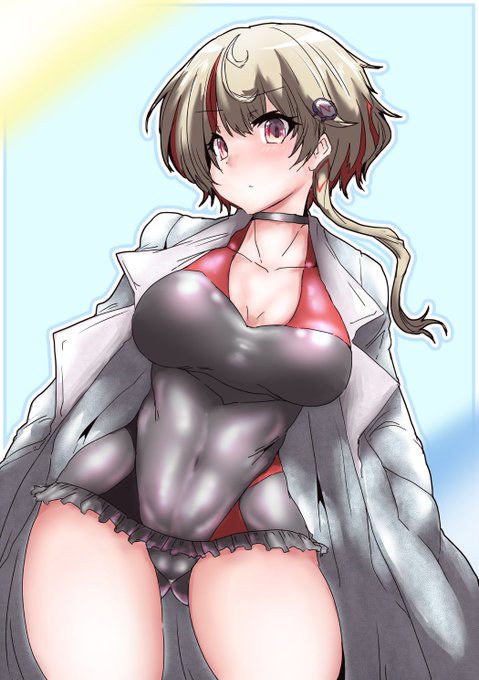 今日の日課はロングコート水着ユニちゃんです 