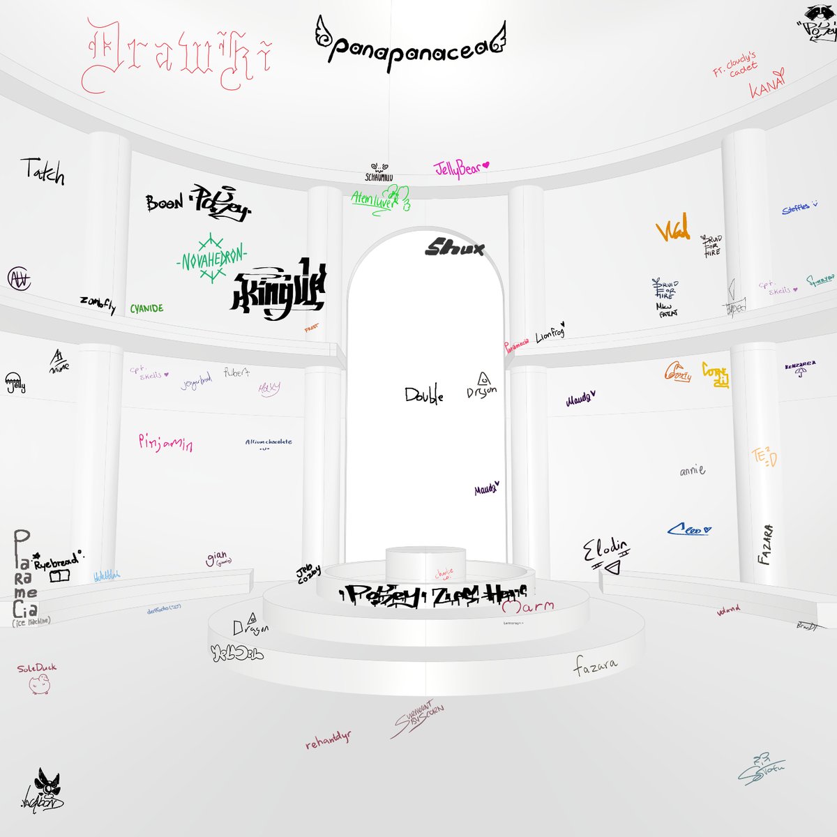 doublemacdouble's tweet image. #chromacorps2024 Assignment 26: HALL OF CHAMPIONS. I did my part in yet another amazing Magma drawing! I had the privilege to make the golden Sinix statue!