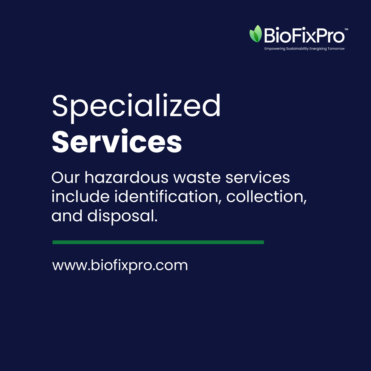 BioFixPro's tweet image. Turning hazardous waste into safe solutions. BioFixPro leads the way in waste-wise management. 🌱 #WasteWise #LikeBioFixPro