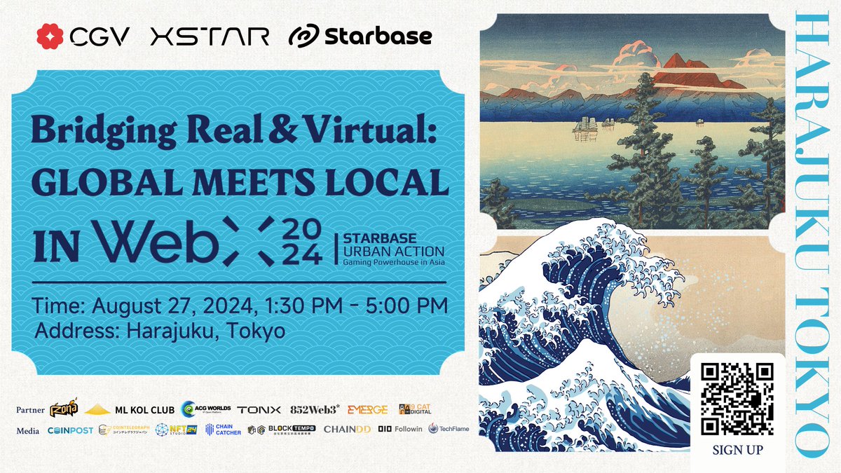 Mark your calendars! Bridging Real &amp; Virtual: Global Meets Local in WebX is happening on August 27th during <a href="/WebX_Asia/">WebX 2026 (July 13-14)</a>.

⭐Don't miss out on this exciting meetup hosted by the powerhouse teams of <a href="/CGVFOF/">CGV FoF</a>, <a href="/xstar_id/">XSTAR (mainnet arc)</a>, and <a href="/starbaseacc/">Starbase</a>. Dive into the Japanese #Web3 market and