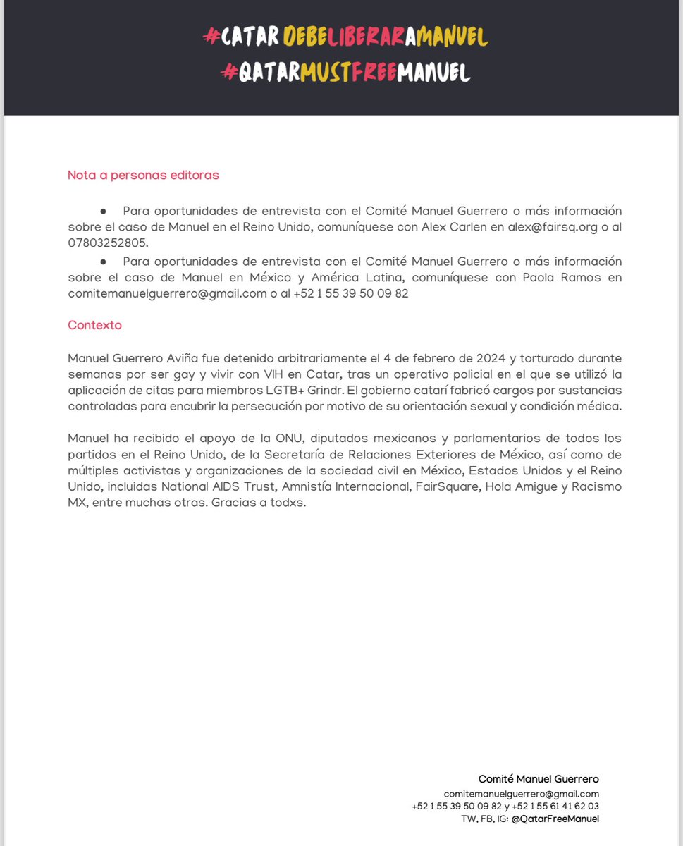 ¡En este momento Manuel vuela libre y digno rumbo a Londres!

Agradecemos el apoyo sin tregua en esta lucha por la justicia, no cabe duda: “la solidaridad es la ternura de los pueblos”.