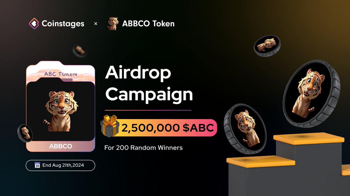 Coinstages's tweet image. 🥳 We’re excited to announce our next #Giveaway with @ABCtoken1
 
🎁 Prize Pool: 2,500,000 $ABC For 200 Random Winners

📄Task
➡️Follow @Coinstages &amp;amp; @ABCtoken1
➡️Like, RT and Tag 3 Your Friends
✅Complete gleam.io/15HUL/abbco-x-…

⏰ End August 21st

#Giveaway #ABC  #Crypto2024…