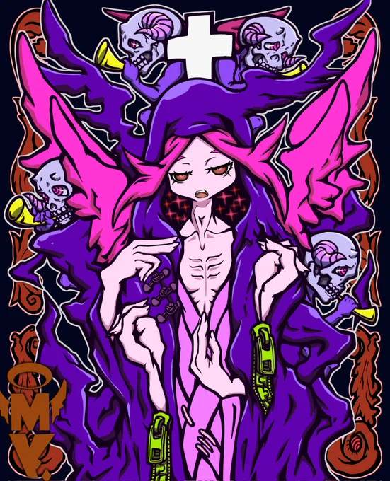 #私はこういう絵師です見た絵師全員参加 絵は描くけど絵師ではない定期。 紺色とピンクとビカビカが好き。