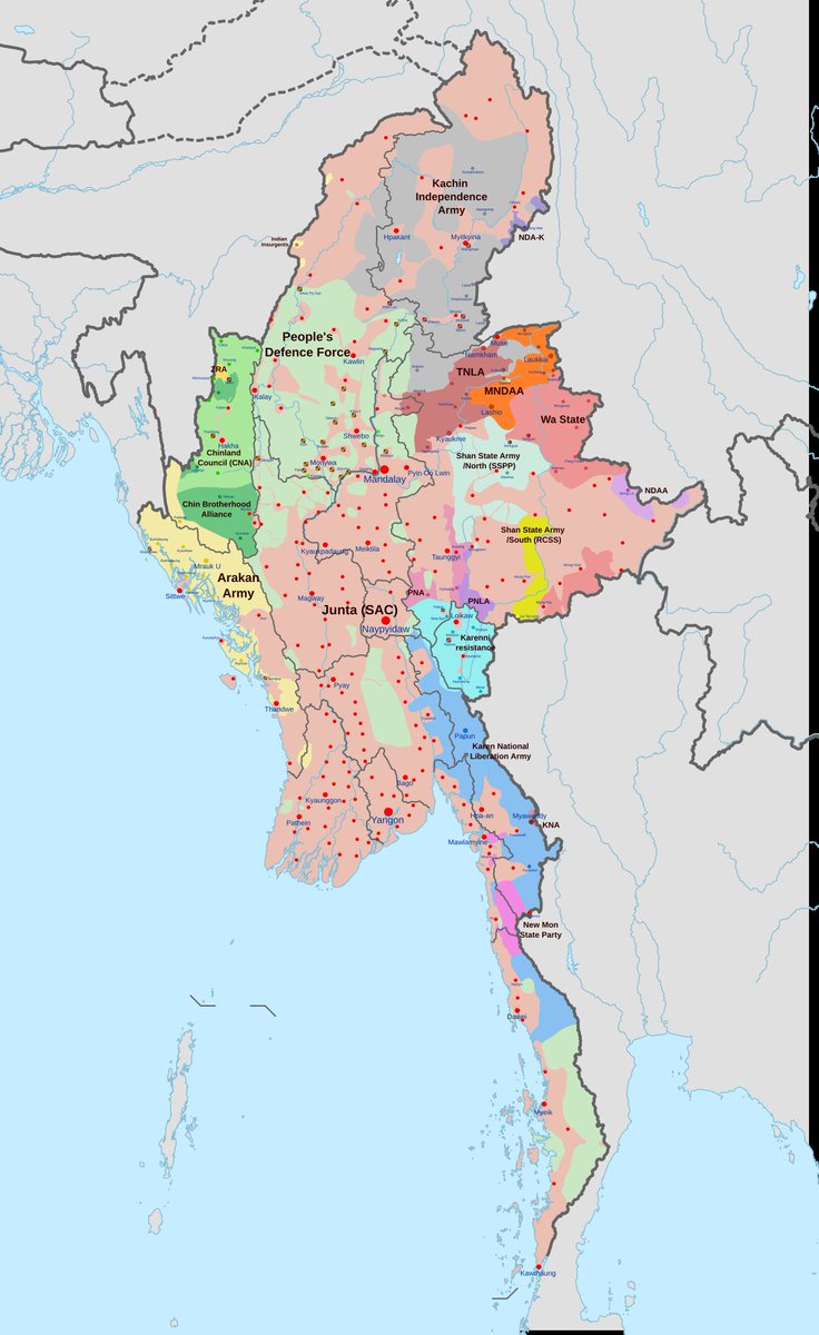 krackhauer's tweet photo. π²π² SITREP: With the fall of the Northeast Regional Command in #Lashio, the prospect of nationwide armed conflict in Burma is looming. EAOs from various regions may capitalize on the regime's weakened state, even in the absence of a unified strategic plan among them. (1/13) https://t.co/7HytKQTLHu