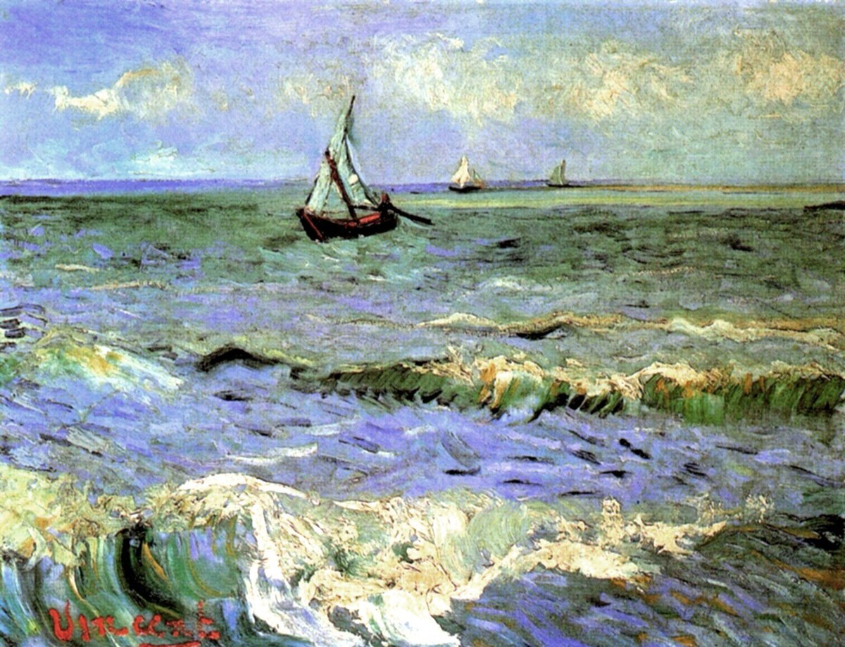 impression_ists's tweet photo. Seascape at Saintes-Maries by Vincent van Gogh https://t.co/nIgLrcpChR