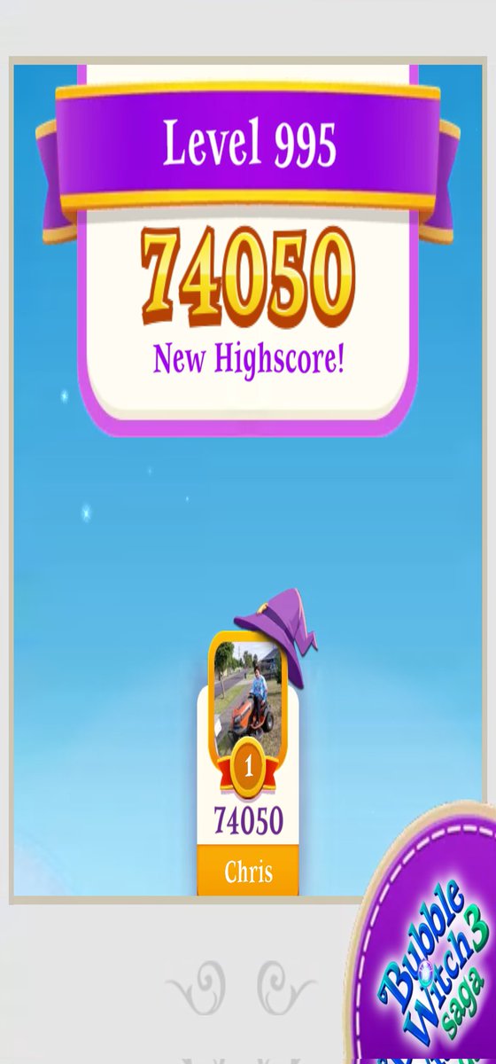 ChrisKolev89460's tweet photo. I got 74050 points on level 995! Can you beat me? #BubbleWitch3 https://t.co/IOVFZzkUuB https://t.co/MvqOYsl0CV