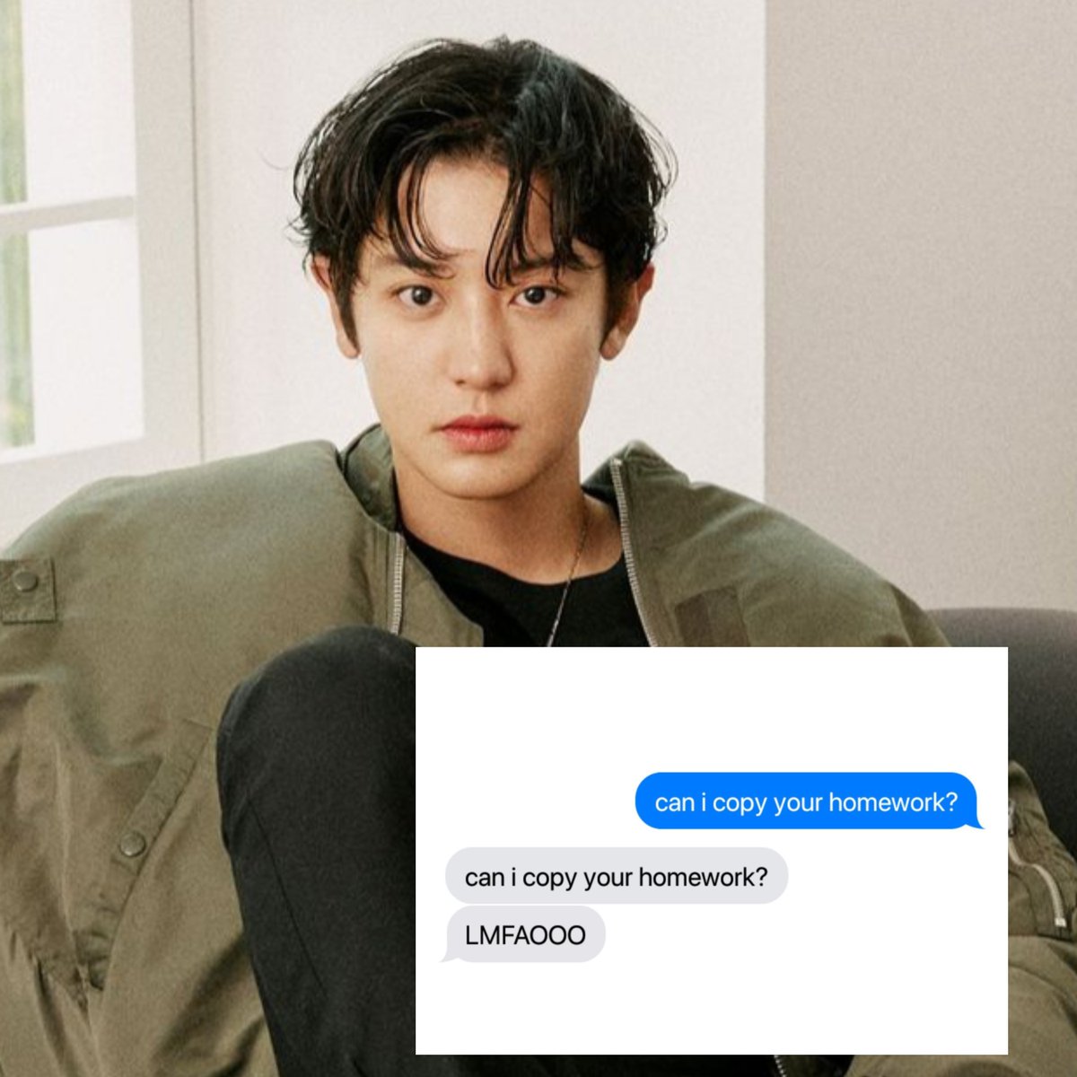 yixingcom's tweet photo. #EXO replying to "can i copy your homework"

#2 beage line version #BAEKHYUN_is_back  #chen #CHANYEOL_BlackOut https://t.co/jTQSabeuFl