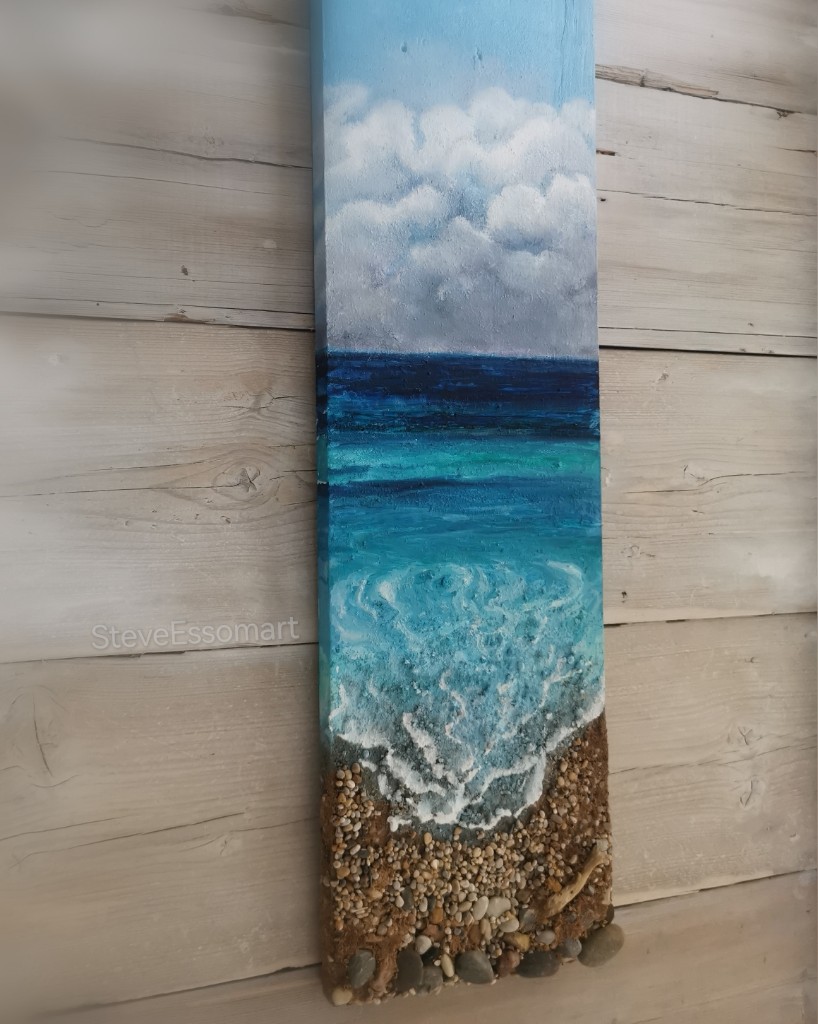 SteveEssomArt's tweet photo. #mixedmedia #seascape on  #scrapwood #rustic #pebblebeach #artwork #beach #ocean #art #driftwood #pebbles #cobbles #sand #sandart #upcycling #wood #limewash #rusticdecor #commisions welcome🎨 https://t.co/c2wYLBj6cA
