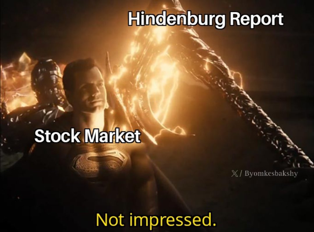 soulful3270's tweet photo. The Hindenburg Report's accusations against the SEBI chairman have had no impact on India's stock market. Investors remain unfazed and continue to invest, showing little concern for the report.

#HindenbergReport https://t.co/93YJ8gRzkK