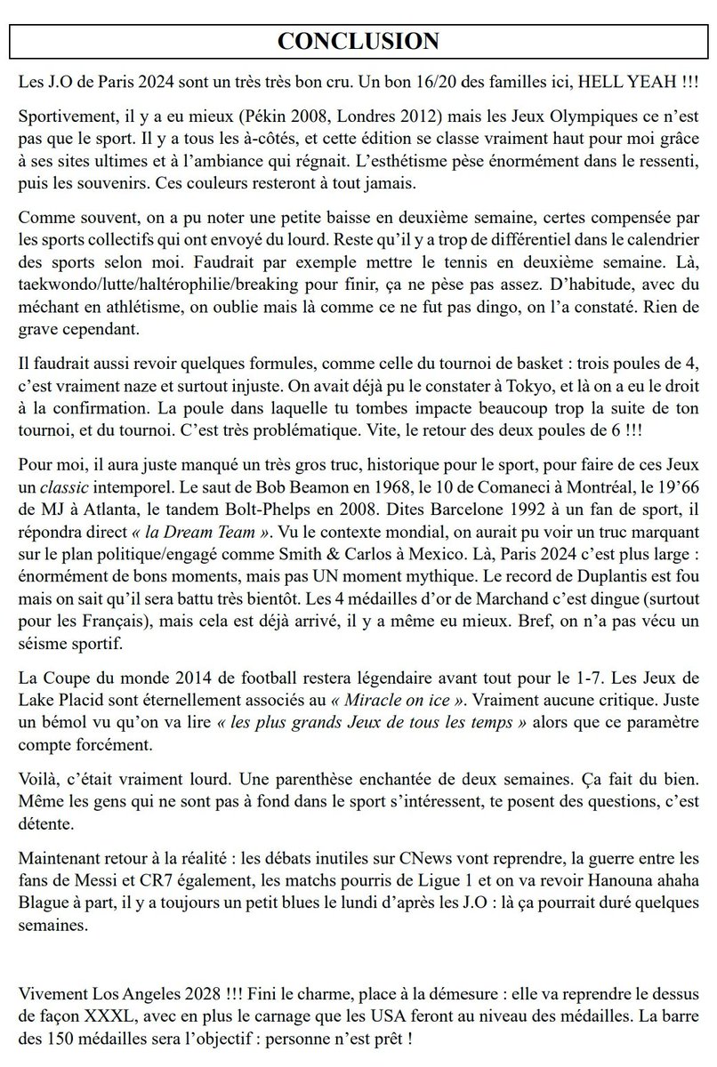 Mon bilan des Jeux Olympiques 2024 ⬇️