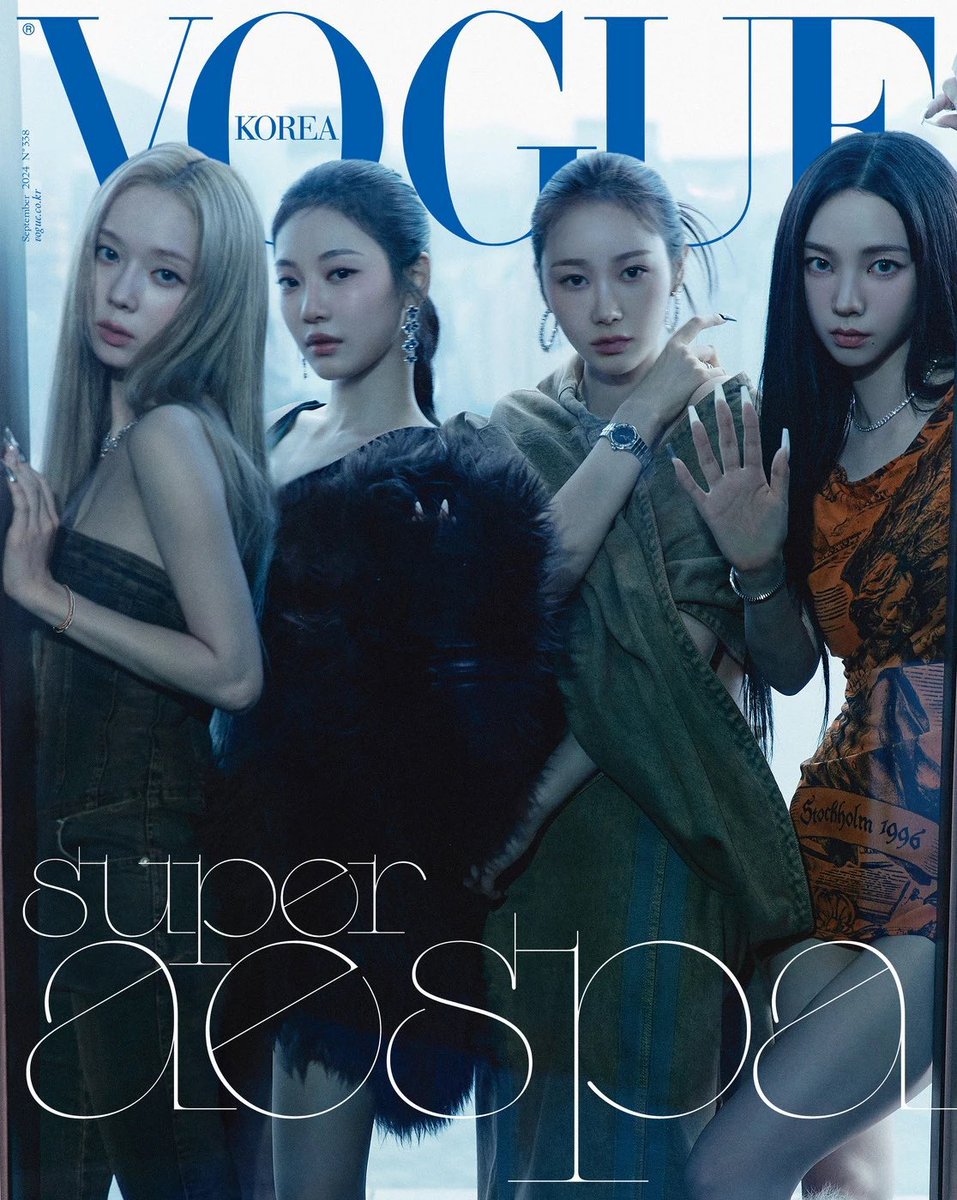 viraltakes's tweet image. aespa covers the latest issue of Vogue Korea.