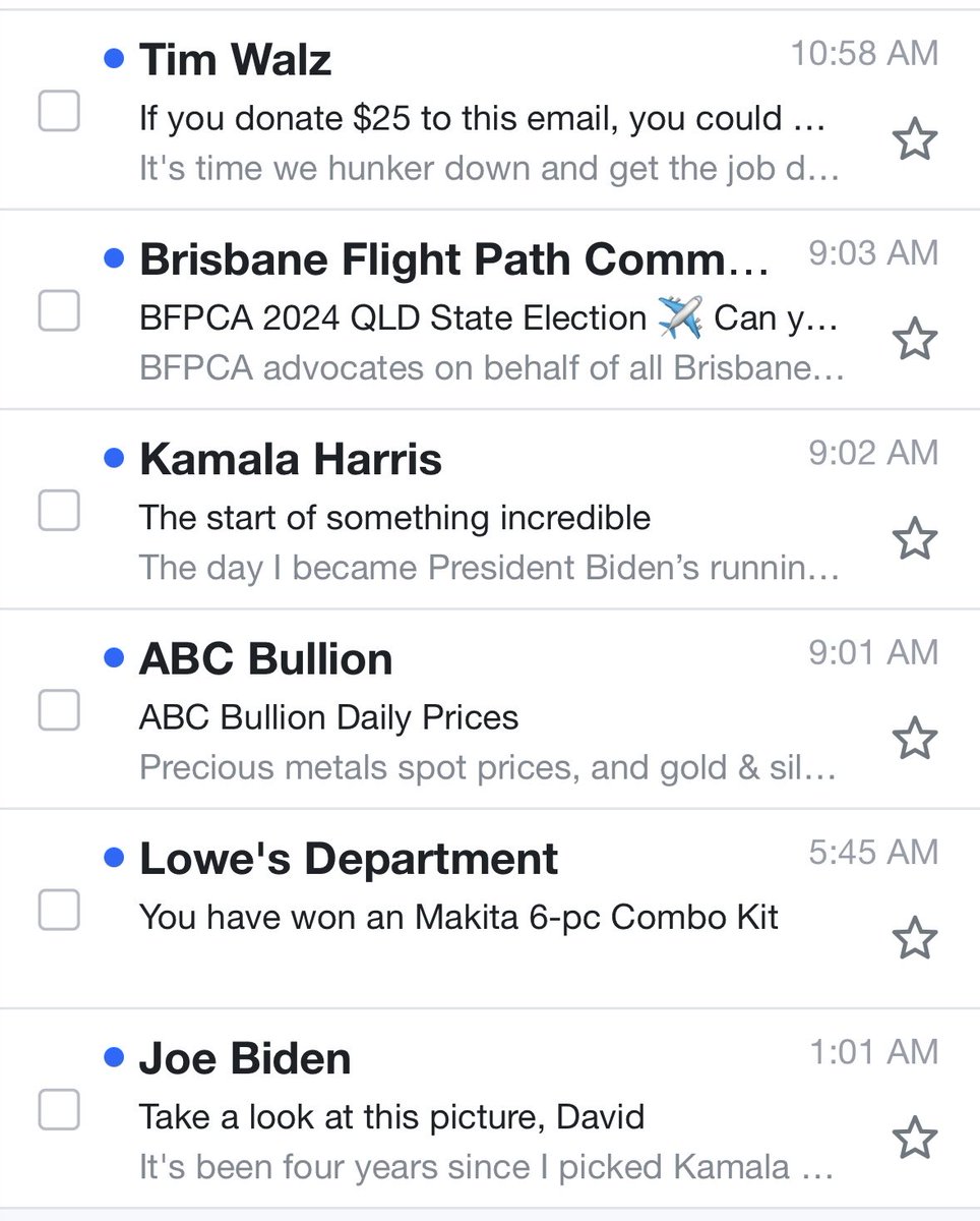 So excited - Received emails from Kamala Harris, Tim Waltz And President Biden - all within 2 hours !