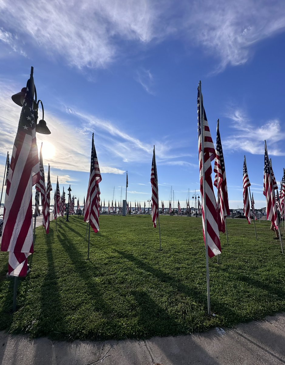 A beautiful display today at Veterans Memorial Square at East Ferry in Jamestown RI. 
These flags, donated by Veterans families, once draped the caskets of their loved ones. 
#victoryday #saytheirname