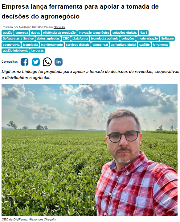 DigiFarmz's tweet photo. A DigiFarmz anuncia o lançamento do DigiFarmz Linkage, uma nova ferramenta projetada para apoiar a tomada de decisões de revendas, cooperativas e distribuidores agrícolas. Tem matéria na mídia. Confira aqui:
https://t.co/EpCvPMsD9n https://t.co/FpZ3Xyb8jt
