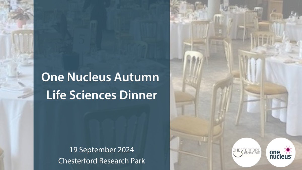One Nucleus (@onenucleus) on Twitter photo We are excited to host the One Nucleus Autumn Life Sciences Dinner on evening of 19 September at Chesterford Research Park.
Book now at just ยฃ1000+ VAT per table, or individual tickets, by reaching out to tony@onenucleus.com to secure your place๐ฅ
shorturl.at/ZkunC We are excited to host the One Nucleus Autumn Life Sciences Dinner on evening of 19 September at Chesterford Research Park.
Book now at just ยฃ1000+ VAT per table, or individual tickets, by reaching out to tony@onenucleus.com to secure your place๐ฅ
shorturl.at/ZkunC