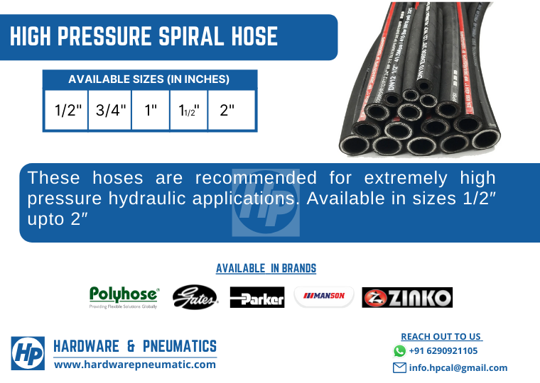 PneumaticsIndia's tweet photo. Product Offering:

Category: Hydraulic Hoses

Product: High Pressure Spiral Hose

Sizes: 1/2" upto 2"

Length: As per customer requirement

Application: High Pressure Hydraulic systems

#Hydraulics #hydraulichose #spiralhose #rubberhose #pressure #highpressure https://t.co/wbW82JWjFb