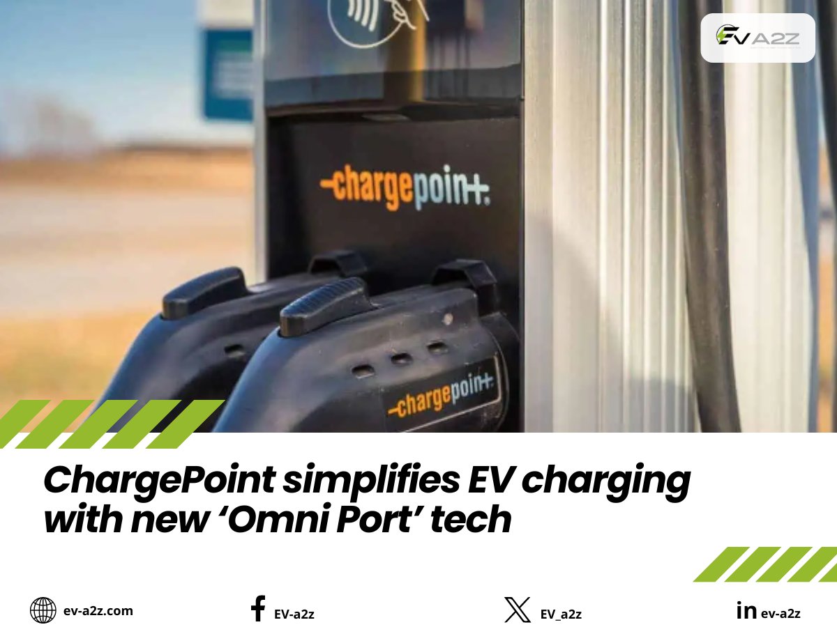 EV_a2z's tweet photo. ChargePoint has launched its innovative Omni Port technology, which simplifies EV charging by integrating multiple connector types into a single unit. This advancement allows Tesla and other EVs to charge without needing adapters in North America. The Omni Port’s ease of use, combined with no additional cost, enhances the charging experience, making EV ownership more convenient. This technology is expected to accelerate the adoption of electric vehicles by reducing the complexity of charging infrastructure.

#ChargePoint #OmniPort #EVCharging #ElectricVehicles #Tesla #NACS #CCS #SAEJ1772 #SustainableMobility #CleanEnergy #GreenTech #EVInnovation #ChargingSolutions #NorthAmerica #EVRevolution #ZeroEmissions #TechInnovation #ElectricMobility #EVInfrastructure