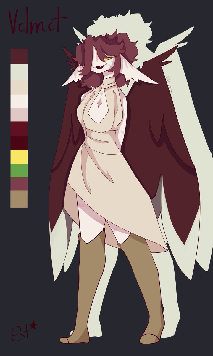 Soy_Sonata's tweet image. os presento a Velmet el personaje que ayer algunos me visteis diseñar en directo
Muchas gracias a los que me acompañasteis en este directo, si alguien tiene alguna idea buena para ponerle de apellido que la presente abajo.
Al mejor apellido le are un diseño de personaje gratis.