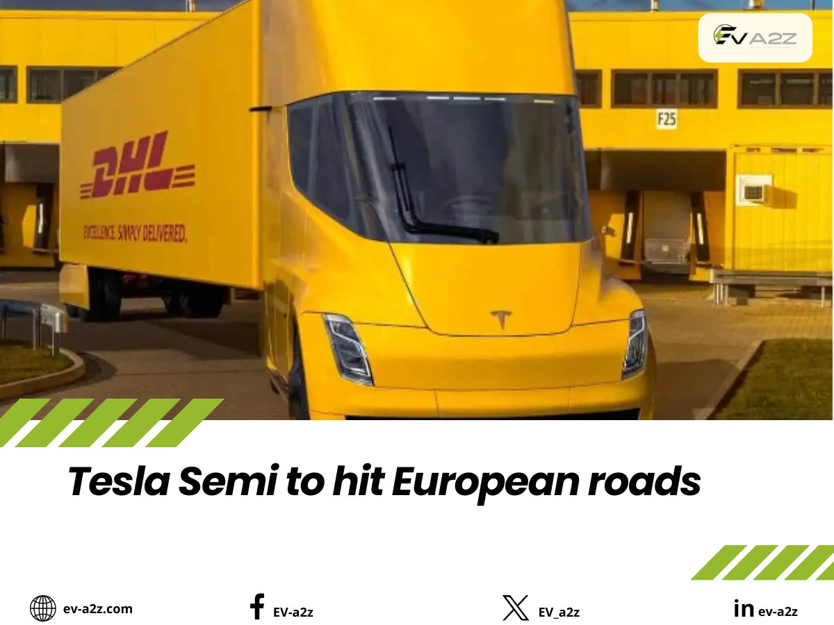 EV_a2z's tweet photo. Tesla is set to launch its groundbreaking Semi truck in Europe, marking a significant step towards revolutionizing the region's trucking industry. With a range of 800km (500 miles) and potential production at Giga Berlin, the Semi is poised to dominate the electric truck market. This expansion aligns with Tesla's mission to accelerate the world's transition to sustainable energy, offering European companies an innovative and efficient alternative to traditional diesel trucks.
a
#Tesla #TeslaSemi #ElectricTrucks #EV #SustainableTransportation #GigaBerlin #GreenEnergy #ZeroEmissions #TruckInnovation #EuropeanMarket #CleanEnergy #ElonMusk #EVRevolution #Electrification #FutureOfTrucking #SemiTruck #TeslaEurope #ElectricMobility #TruckIndustry #SustainableMobility