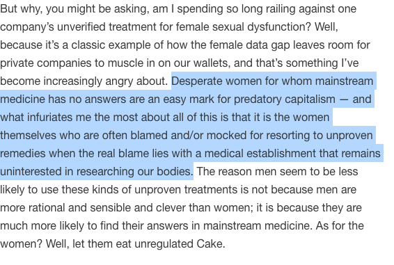 Sarah Fitzgibbon (@sarahfitzwimin) on Twitter photo Marketing unproven and under-researched "medicines" to people who are desperate for support - great piece from <a href="/CCriadoPerez/">Caroline Criado Perez</a>
- "the female data gap leaves room for private companies to muscle in on our wallets" -
open.substack.com/pub/carolinecr… Marketing unproven and under-researched "medicines" to people who are desperate for support - great piece from <a href="/CCriadoPerez/">Caroline Criado Perez</a>
- "the female data gap leaves room for private companies to muscle in on our wallets" -
open.substack.com/pub/carolinecr…